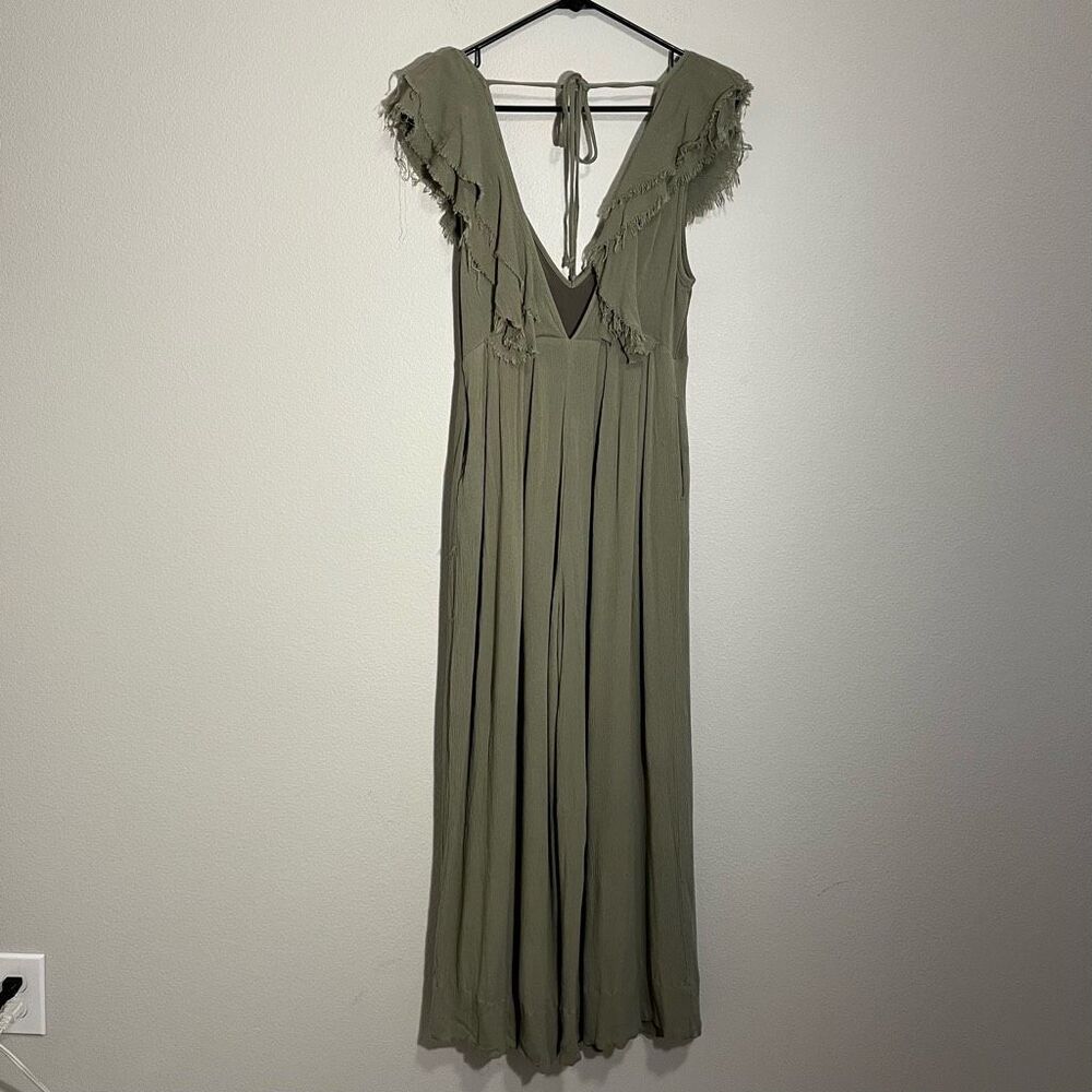 Paper Moon NWOT‎ V-Neck Green Cap Sleeve Tie Back Jumpsuit - Size Small
